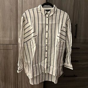Topshop Cotton Striped Button Down